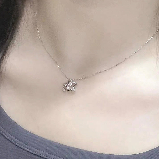 925 sterling silver zircon star hollow choker necklaces set of 5