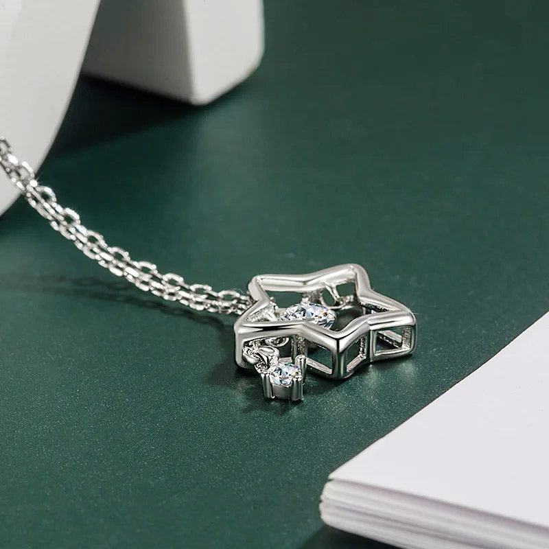 925 sterling silver zircon star hollow choker necklaces set of 5