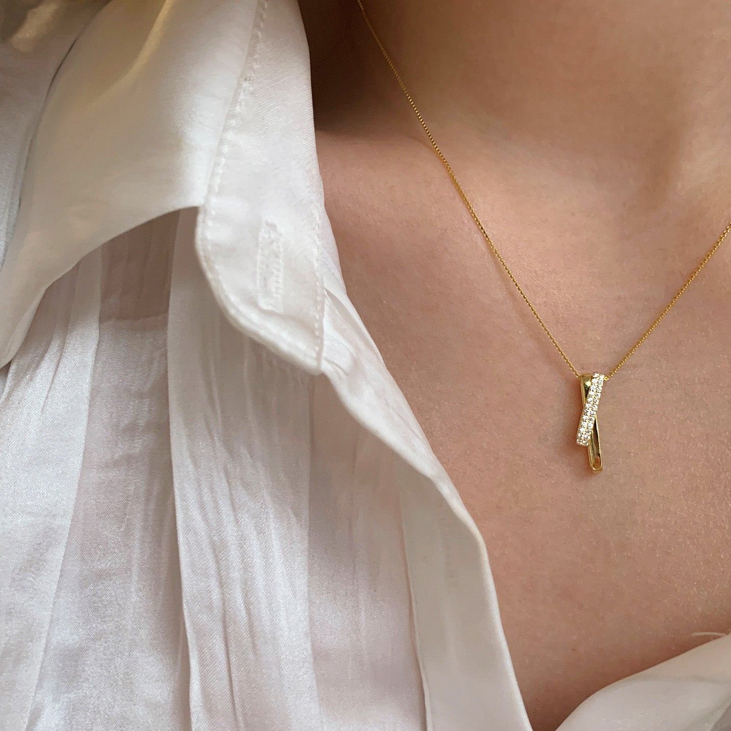 925 sterling silver pave CZ cross rectangle interlocking necklaces Set of 5