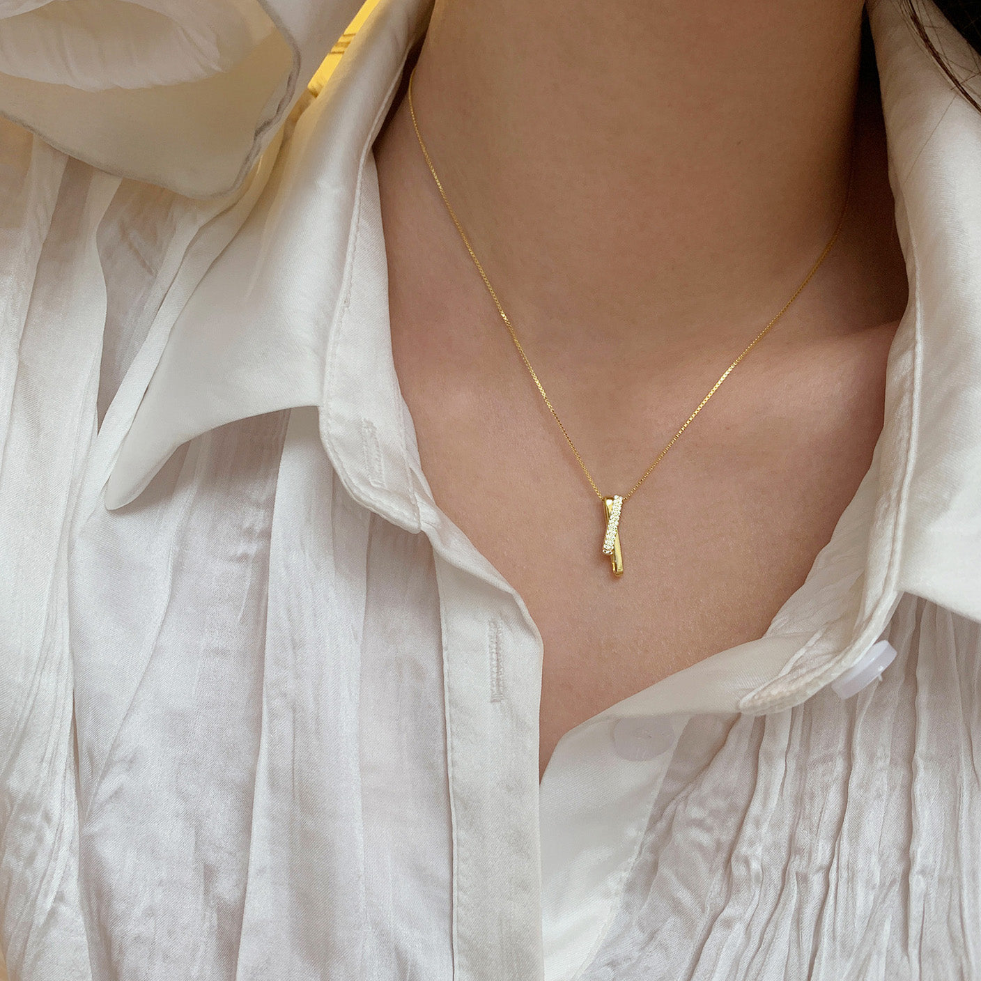 925 sterling silver pave CZ cross rectangle interlocking necklaces Set of 5