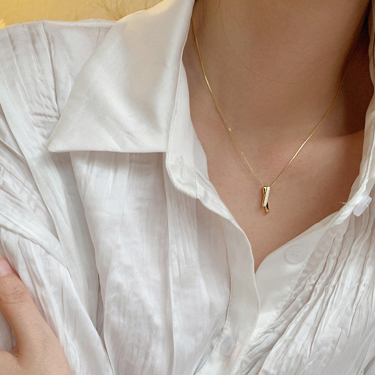 925 sterling silver pave CZ cross rectangle interlocking necklaces Set of 5