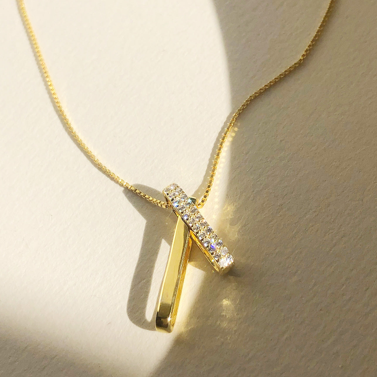 925 sterling silver pave CZ cross rectangle interlocking necklaces Set of 5