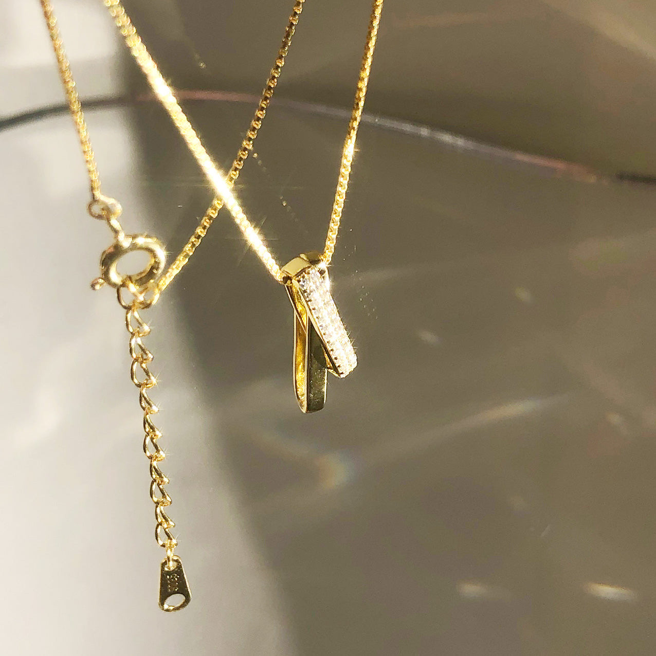 925 sterling silver pave CZ cross rectangle interlocking necklaces Set of 5