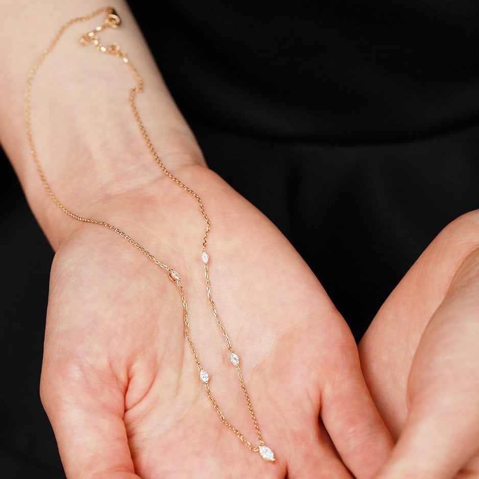 Wholesale 925 sterling silver marquise zircon stone charm necklace set of 5