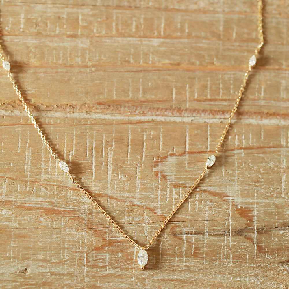 Wholesale 925 sterling silver marquise zircon stone charm necklace set of 5