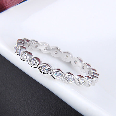 925 sterling silver cubic zirconia petite twist band stackable ring Set of 5