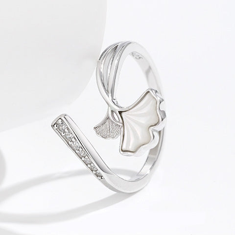 925 sterling silver adjustable ginkgo design couple ring set (5 sets)