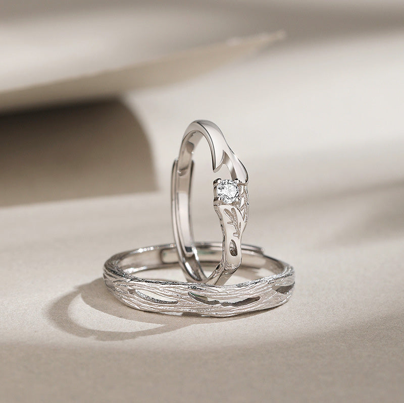 925 sterling silver branch design adjustable couple ring set (5 sets)