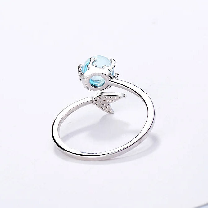 925 sterling silver opening design mermaid tail index finger ring Set of 5