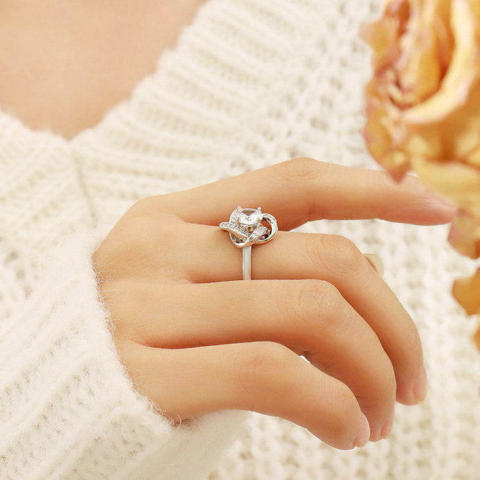 925 sterling silver hollow clover design single stone adjustable ring Set of 5