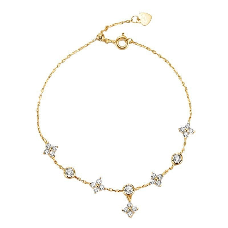 Elegant beach ankle bracelet with silver clover charm for good luck