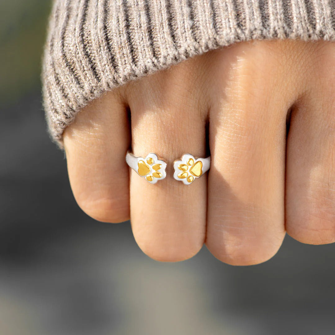 paw print ring in sterling silver perfect for dog memorial or birthday gift