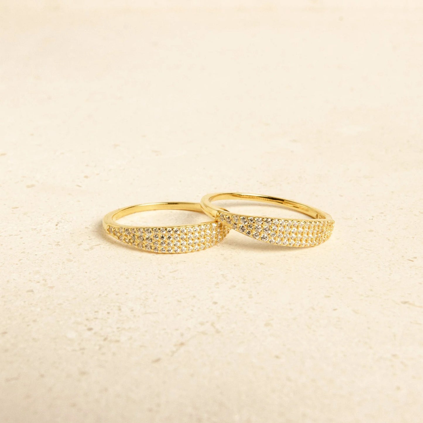 925 sterling silver gold plated pavé CZ signet ring for women