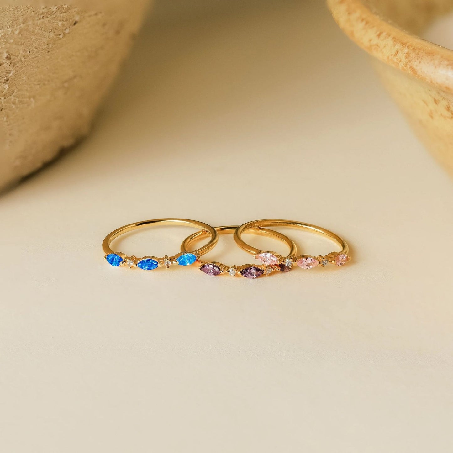 925 sterling silver birthstone ring with marquise and round CZ stones for women