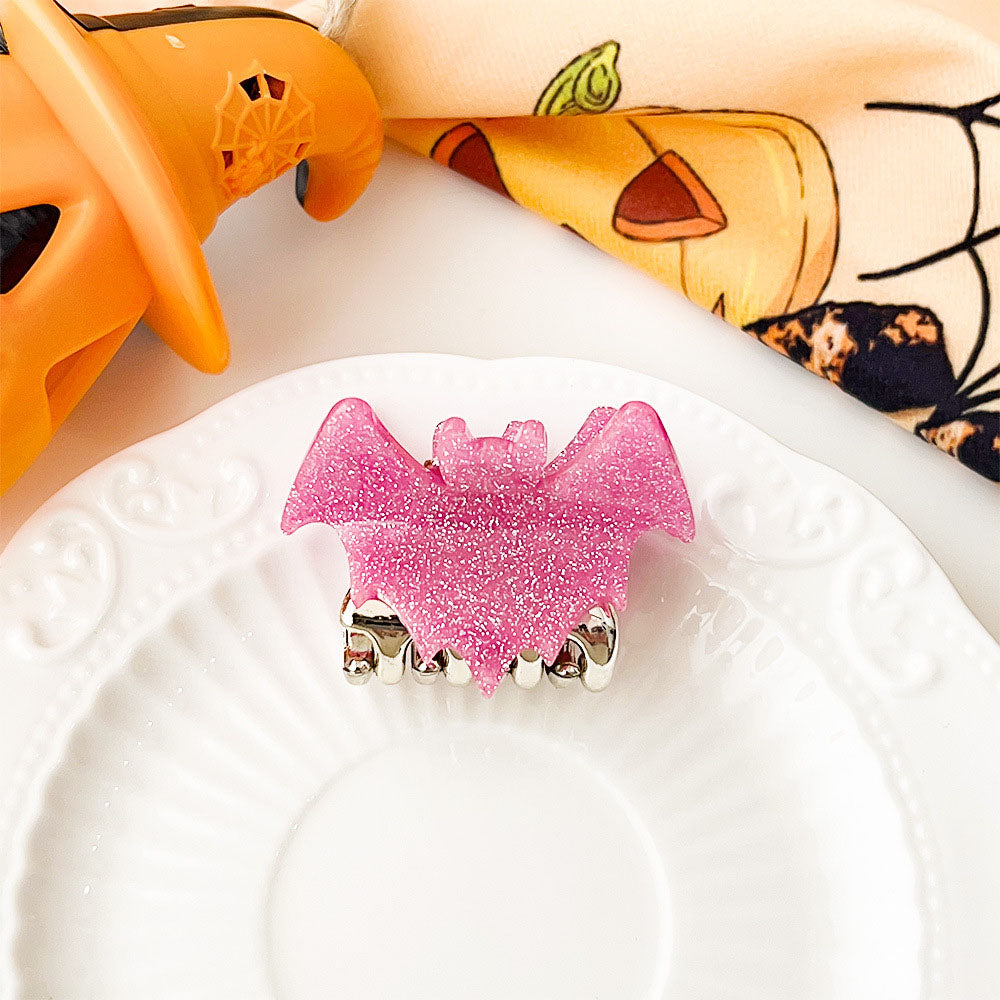 glitter clips for hair pink bat
