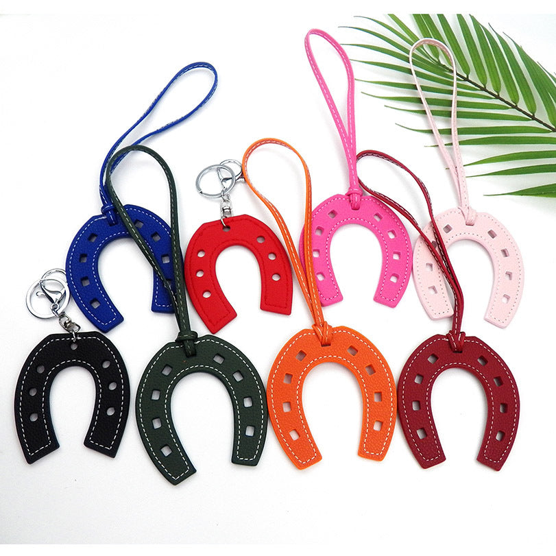 Leather Horseshoe Bag Charm Keychain (5 pcs)