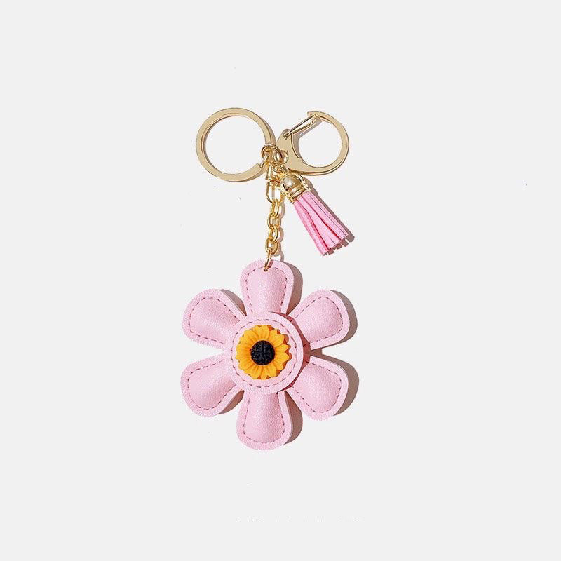 Sunflower Cute Cartoon PU Leather Keychain (5 pcs)
