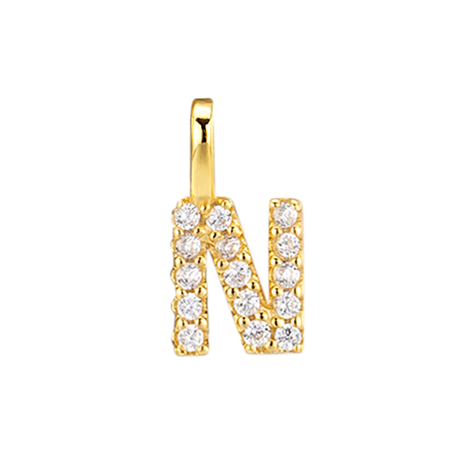 925 Sterling Silver Full Zircon A-Z Alphabet Letter Pendant Necklace Set of 5