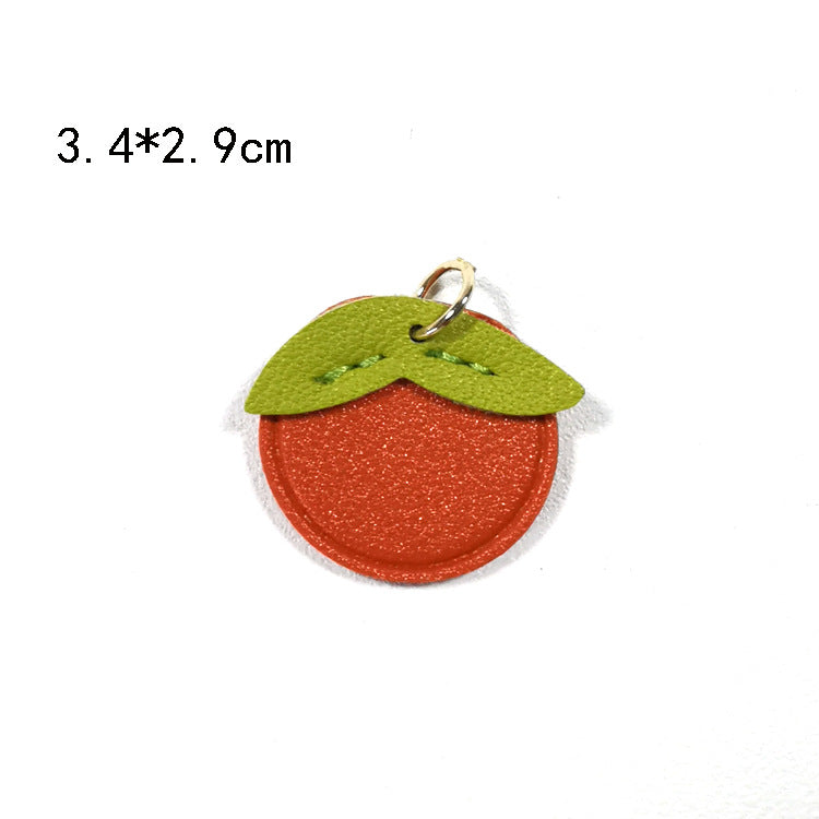 Creative PU Leather Keychain – Smiley Face, Strawberry, Orange, Flower Charms (5 pcs)