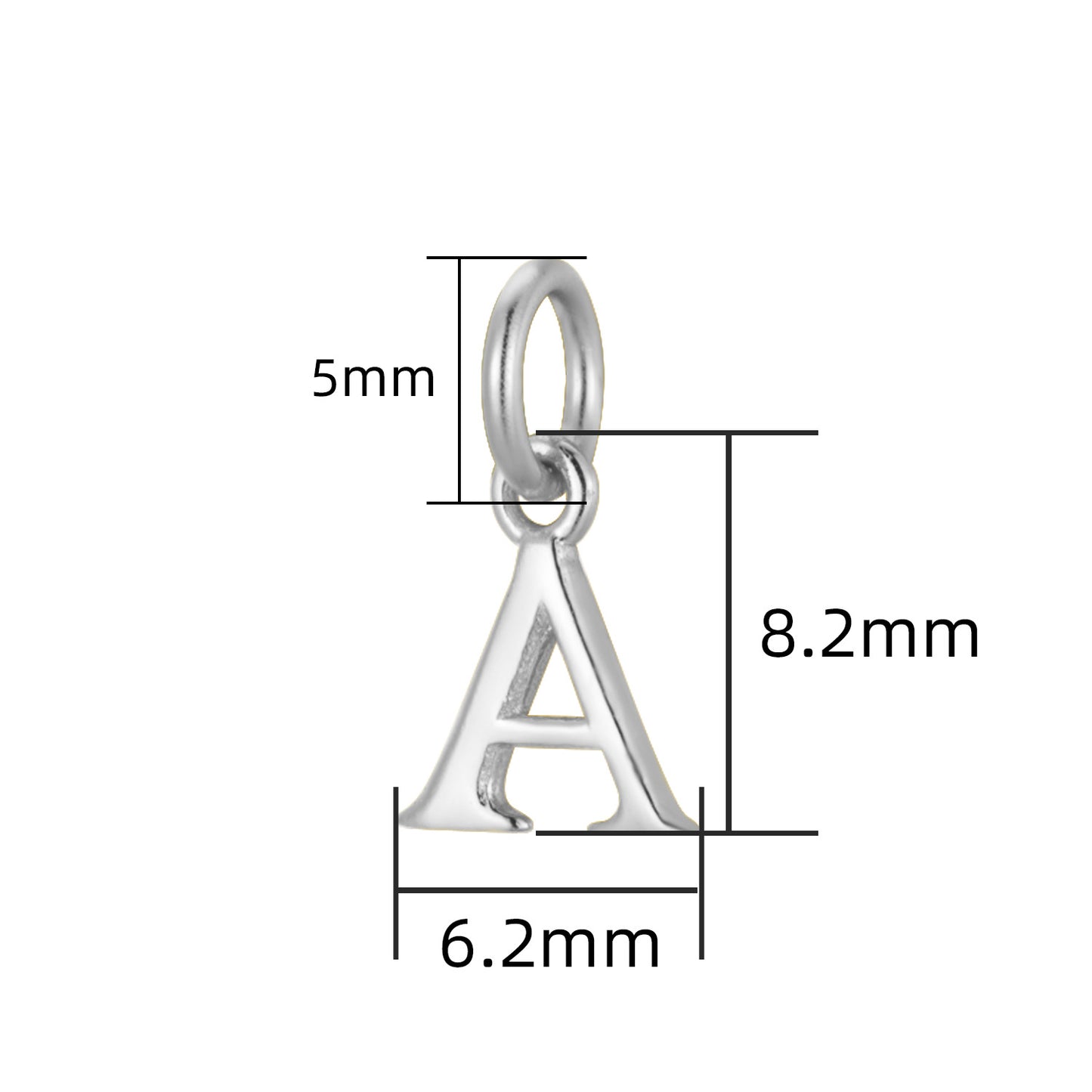 925 Sterling Silver Alphabet Letter DIY Pendant Set of 5