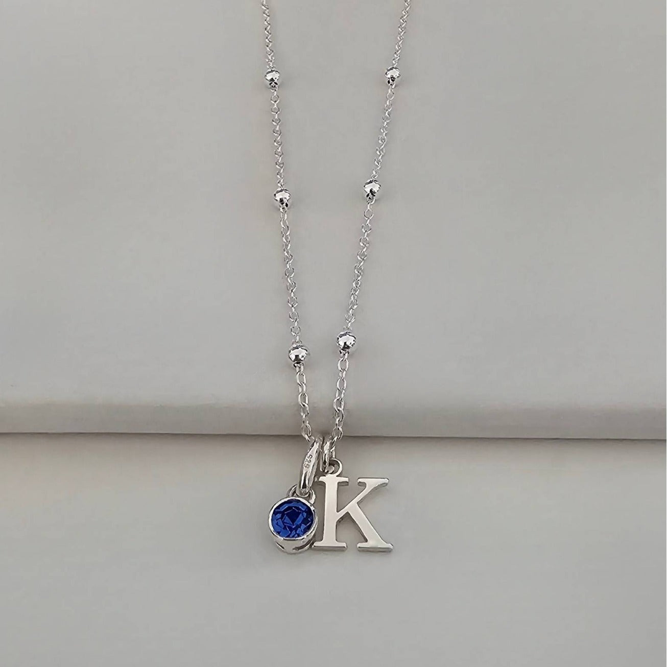 26 Alphabet Letter Necklace with Elegant Birthstone Accent Set of 5
