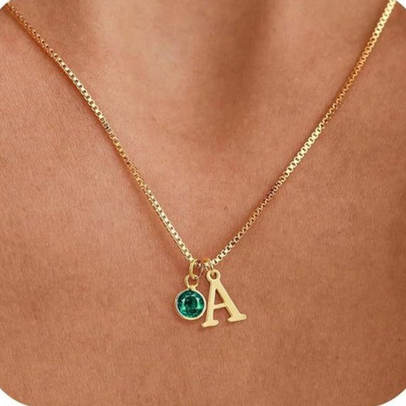 14K Gold-Plated Alphabet Birthstone Necklace — Minimalist and Versatile Collarbone Chain Set of 5