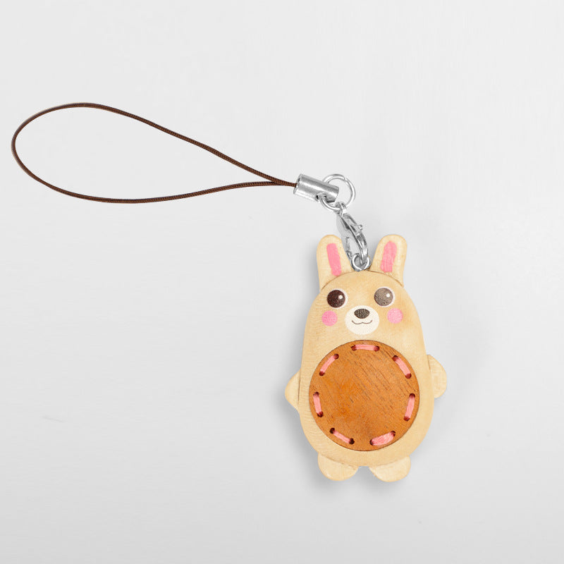 Hand-Carved Wooden Animal Keychain & Phone Charm (5 pcs)