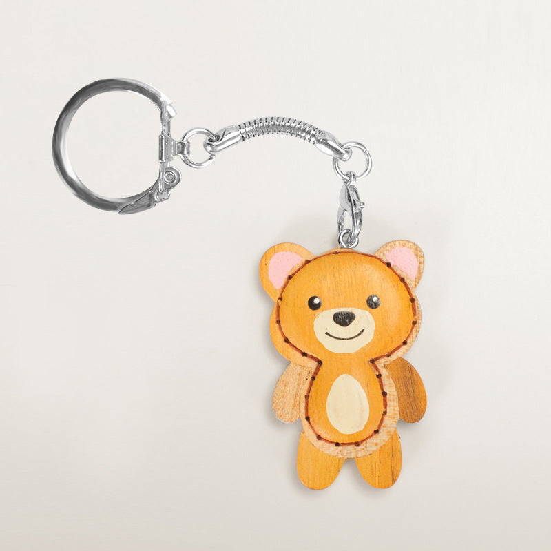 Hand-Carved Wooden Animal Keychain & Phone Charm (5 pcs)