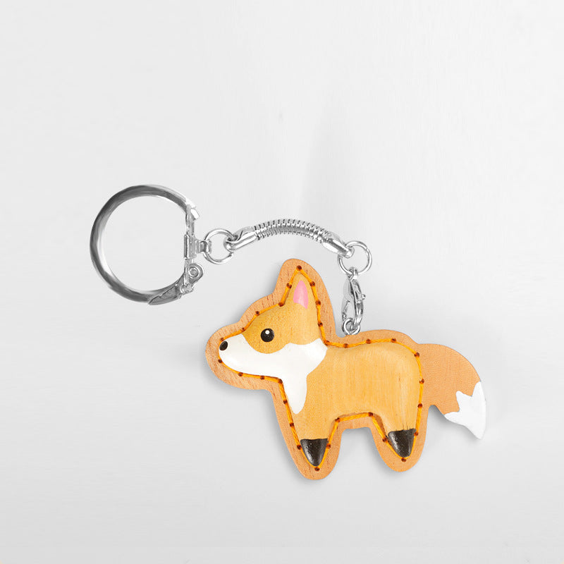 Hand-Carved Wooden Animal Keychain & Phone Charm (5 pcs)