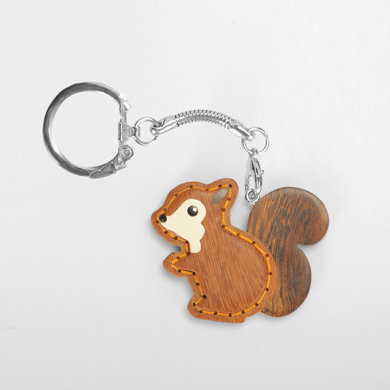 Hand-Carved Wooden Animal Keychain & Phone Charm (5 pcs)