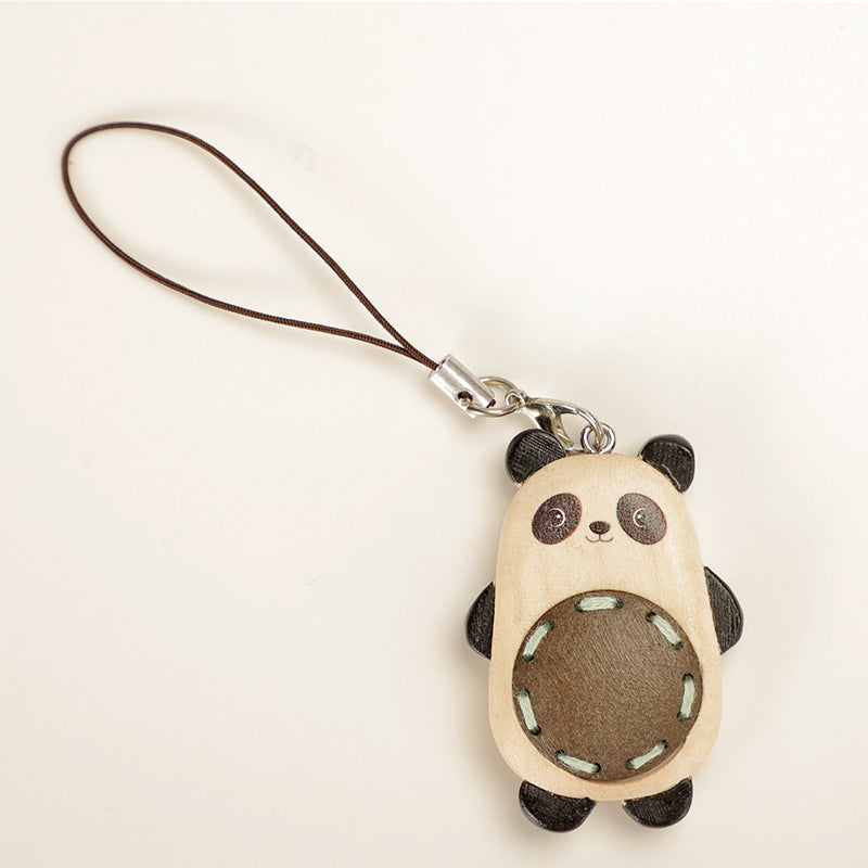 Hand-Carved Wooden Animal Keychain & Phone Charm (5 pcs)