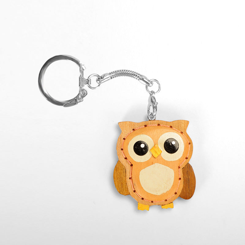Hand-Carved Wooden Animal Keychain & Phone Charm (5 pcs)