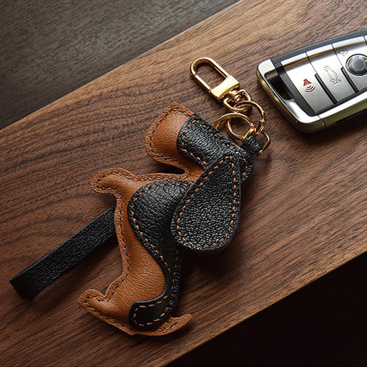 Basset Hound Genuine Leather Car Keychain (5 pcs)