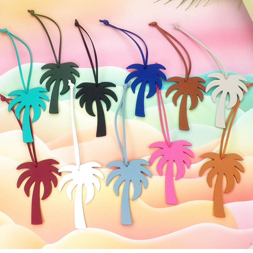 Creative Coconut Tree Leather Cord Keychain (5 pcs)