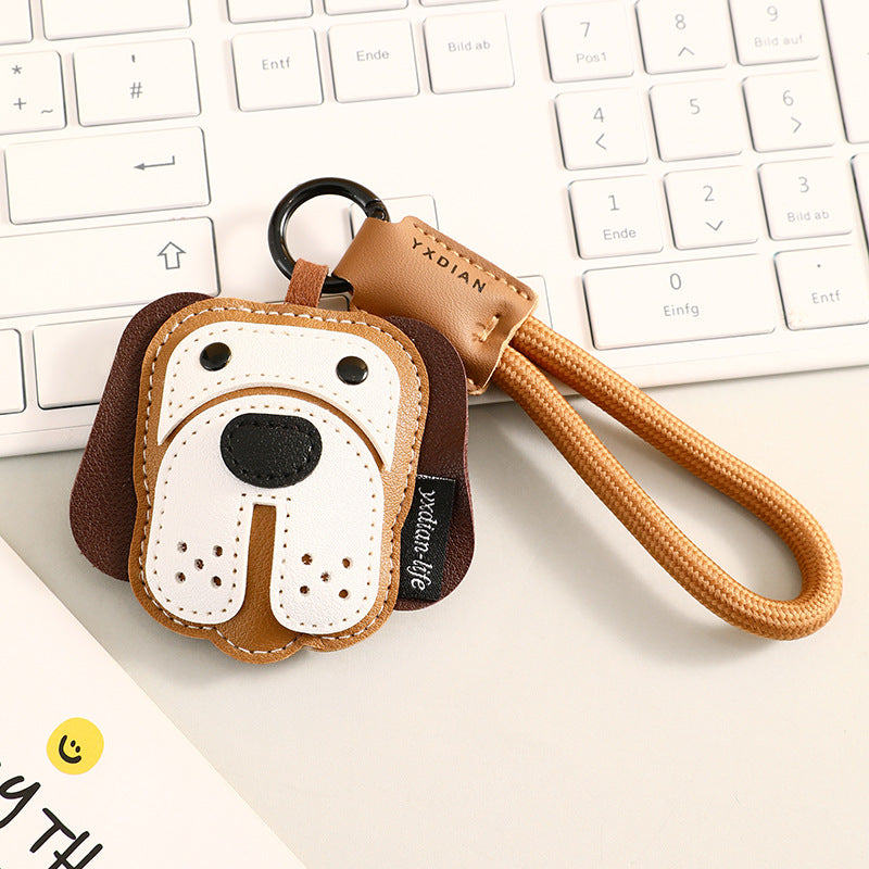 Creative Cartoon Leather Puppy Keychain – Couple’s Delicate Bag Charm & Car Pendant (5 pcs)