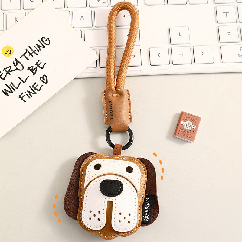 Creative Cartoon Leather Puppy Keychain – Couple’s Delicate Bag Charm & Car Pendant (5 pcs)