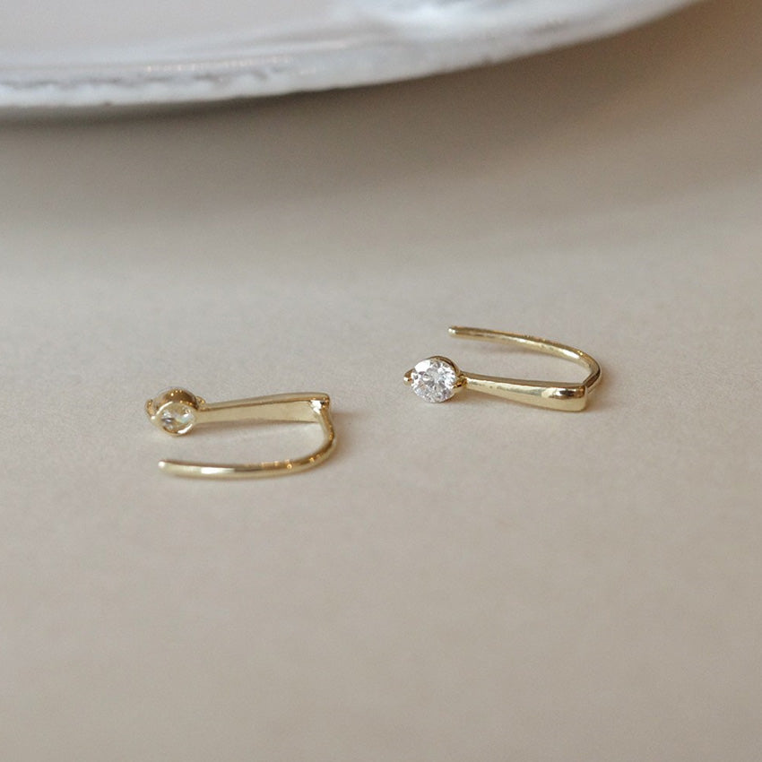 925 Sterling Silver 14K Gold Plated Hook Earrings with Crystal Detail (5 Pairs)