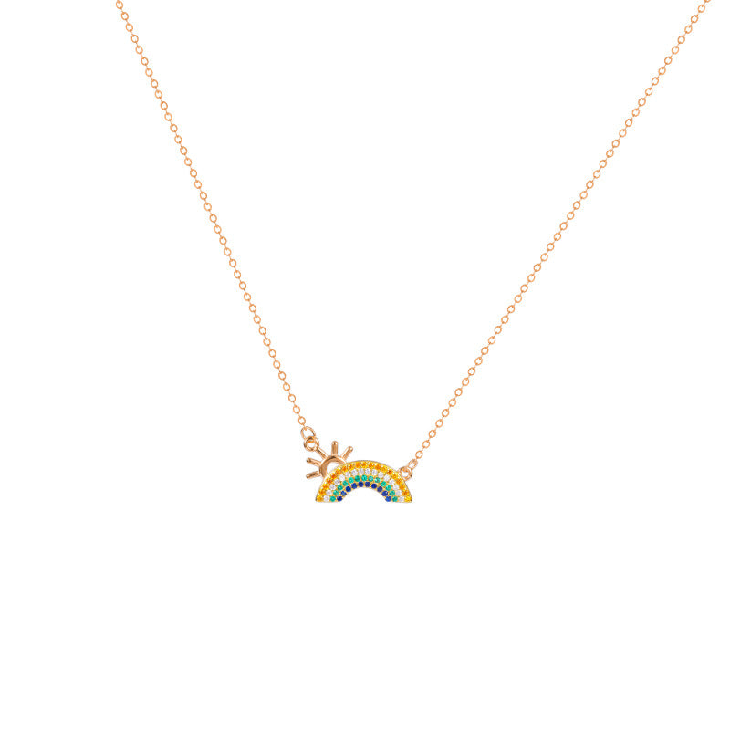 925 Sterling Silver 18K Gold Plated Colorful Zircon Pendant Necklace Set of 5