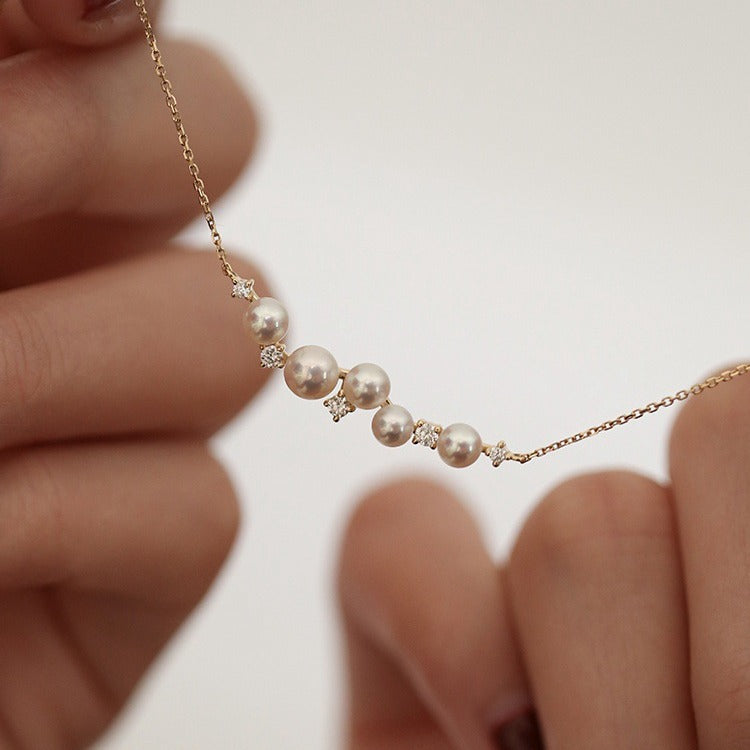 925 Sterling Silver 18K Gold Plated Shell Pearl Bead Necklace Set of 5