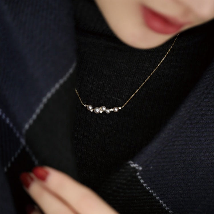 925 Sterling Silver 18K Gold Plated Shell Pearl Bead Necklace Set of 5