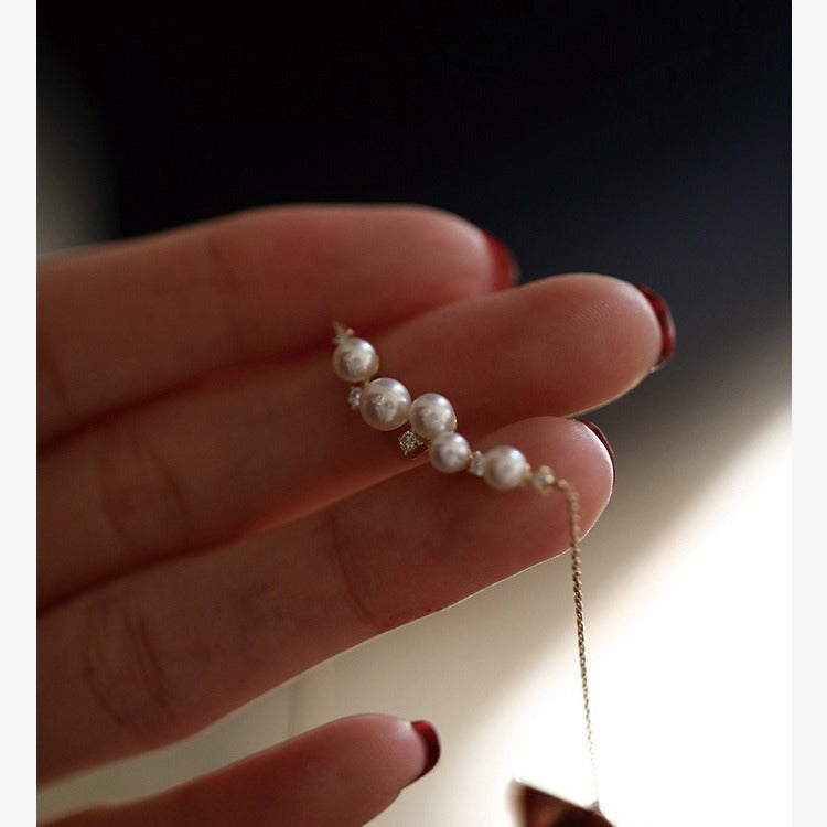 925 Sterling Silver 18K Gold Plated Shell Pearl Bead Necklace Set of 5