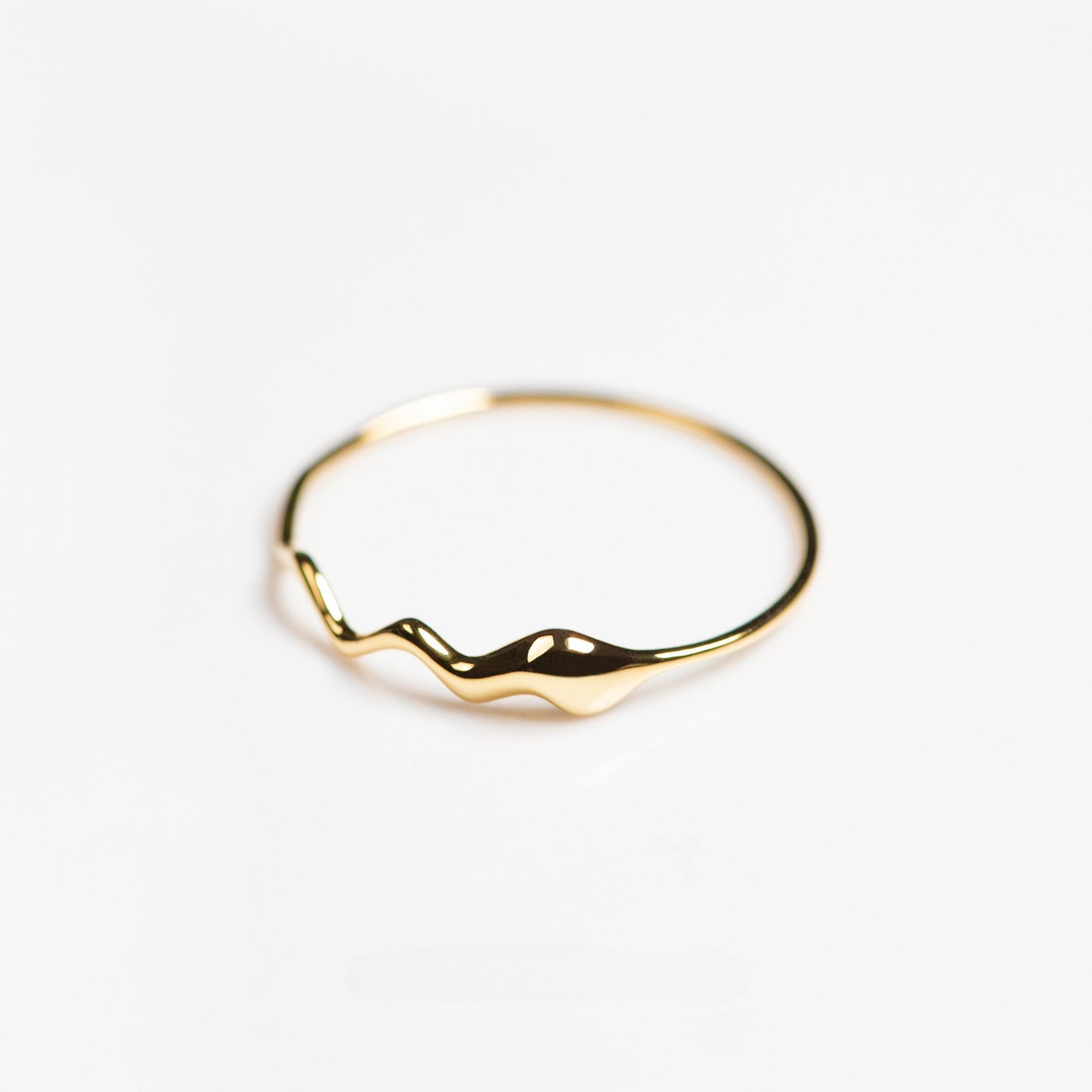Wavy Band Ring 925 Sterling Silver 18K Gold Plated Teardrop Minimalist Gold Ring for Women Set of 5