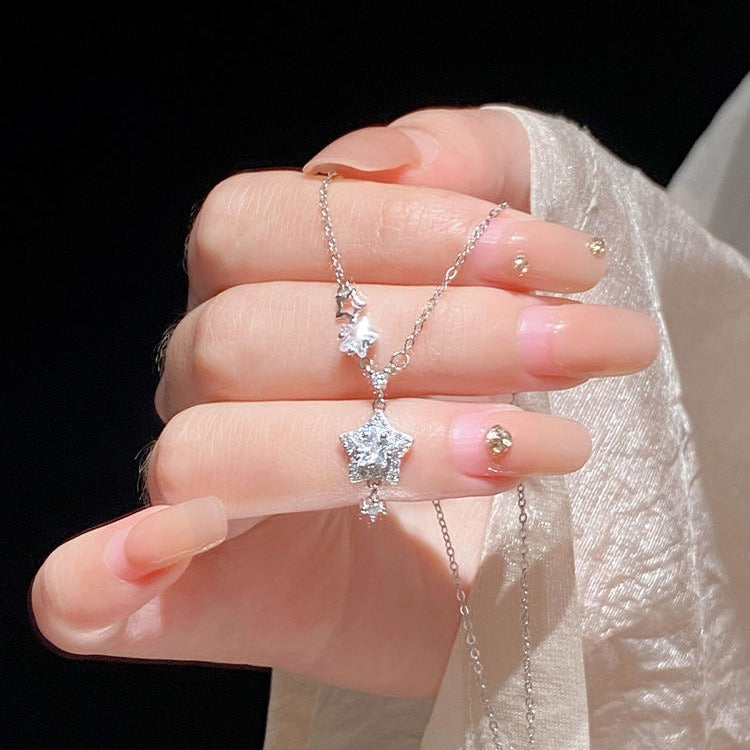 999 Sterling Silver Dainty Star Necklace Star Statement Jewelry Gift for Her