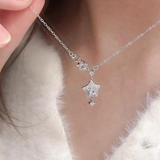 999 Sterling Silver Dainty Star Necklace Star Statement Jewelry Gift for Her