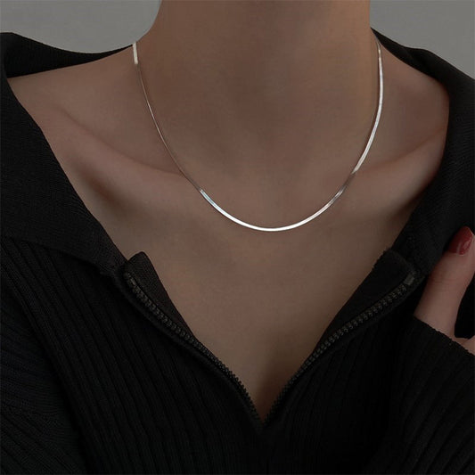 925 Sterling Silver Herringbone Snake Chain Necklace Minimalist Jewelry for Women Set of 5