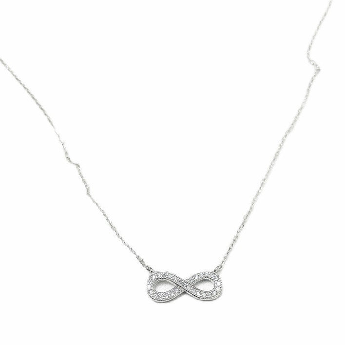 925 Sterling Silver Infinity Pendant Necklace with Cubic Zirconia Dainty Romantic Jewelry Gift for Wife