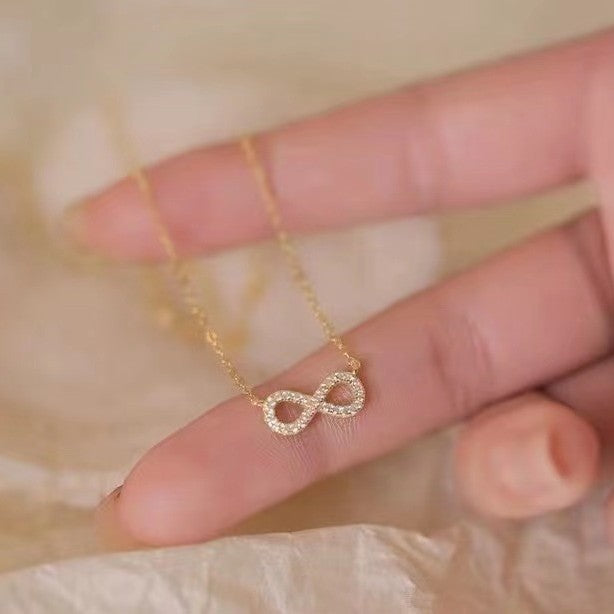 925 Sterling Silver Infinity Pendant Necklace with Cubic Zirconia Dainty Romantic Jewelry Gift for Wife