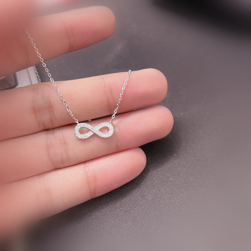 925 Sterling Silver Infinity Pendant Necklace with Cubic Zirconia Dainty Romantic Jewelry Gift for Wife