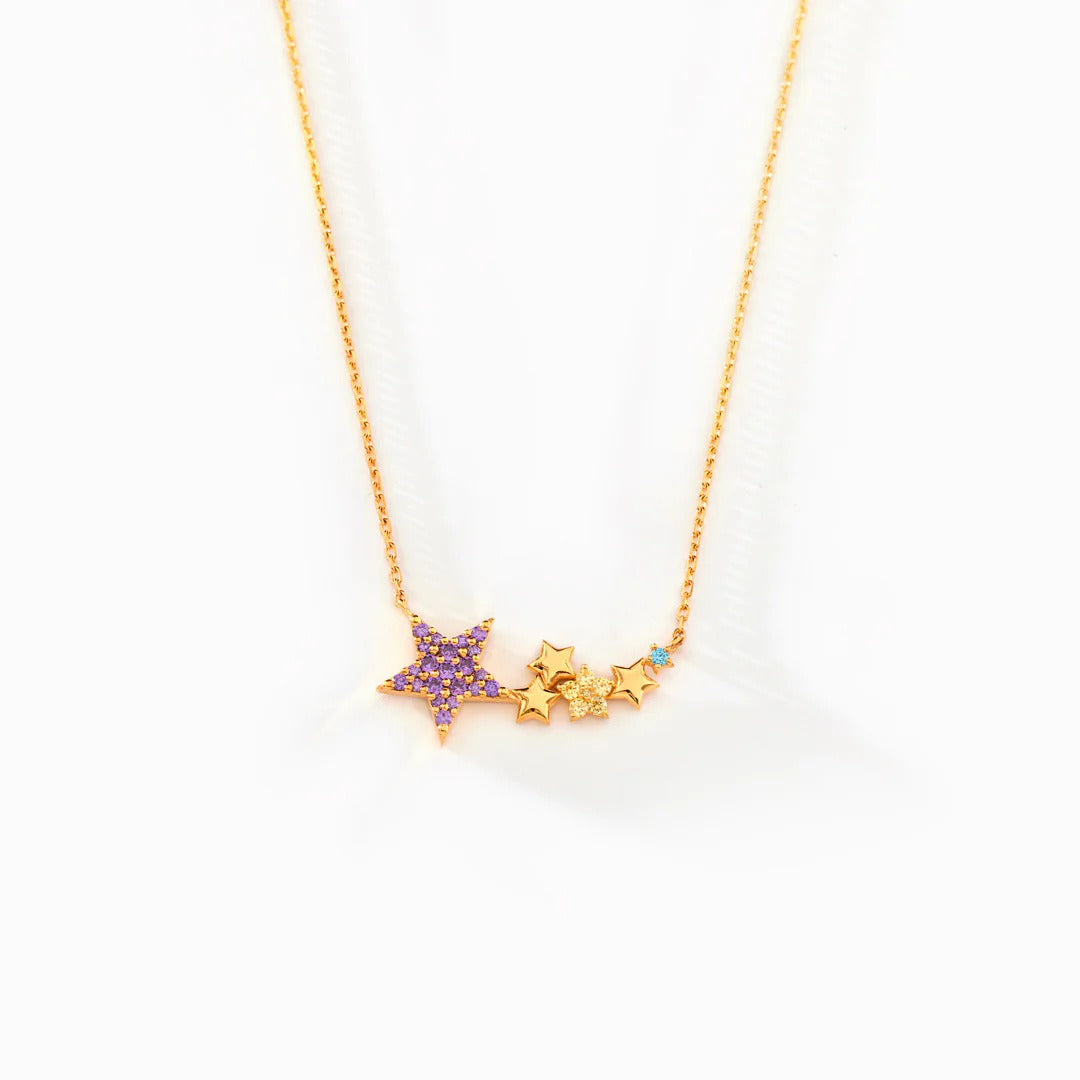 Colorful five-point star pendant necklace sterling silver jewelry