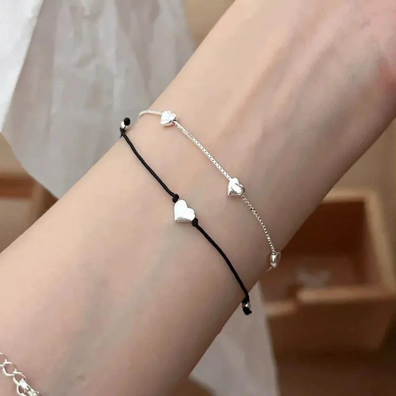 Elegant 925 sterling silver bracelets with heart design for girlfriend gift